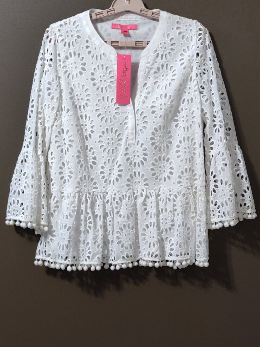 Lilly Pulitzer Bekah Top Oversized Pinwheel Eyelet White Small New With Tags